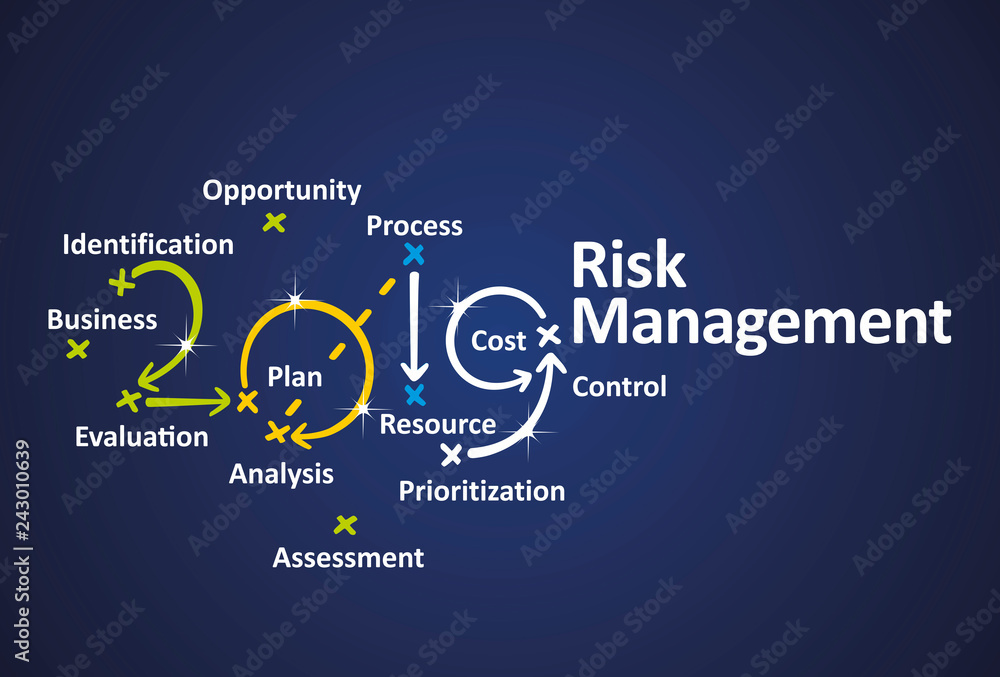 Obraz premium Risk Management 2019 blue background vector