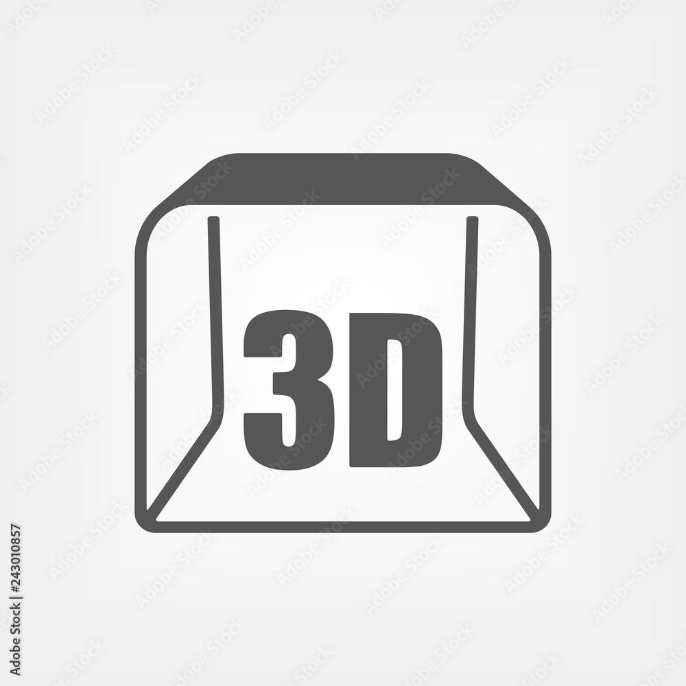 3D printing simple line icon. Flat symbol on isolated background 3D printing simple line icon. Flat symbol on isolated background