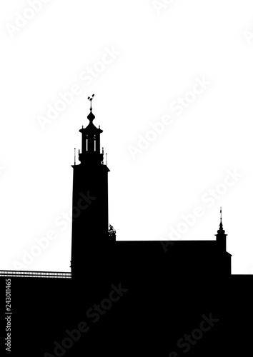 Photography Stockholm old architecture on white background