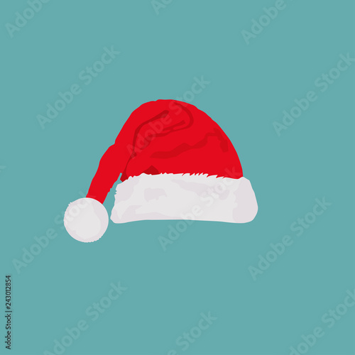 Christmas Hat in flat design, vector illustration