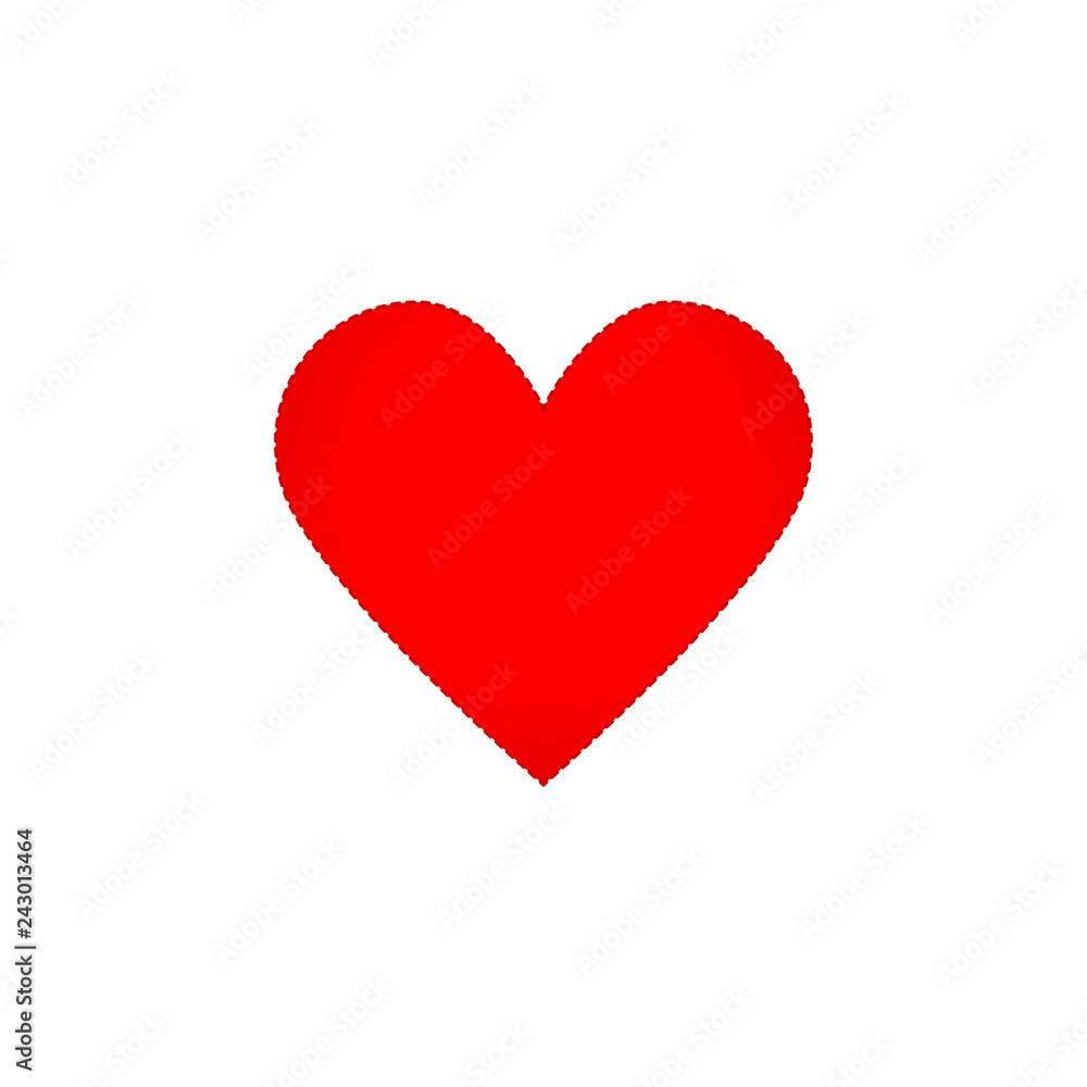 Hearth icon red colored on a white background, valentine day