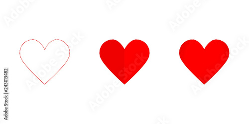 Hearth set icon red colored on a white background, valentine day