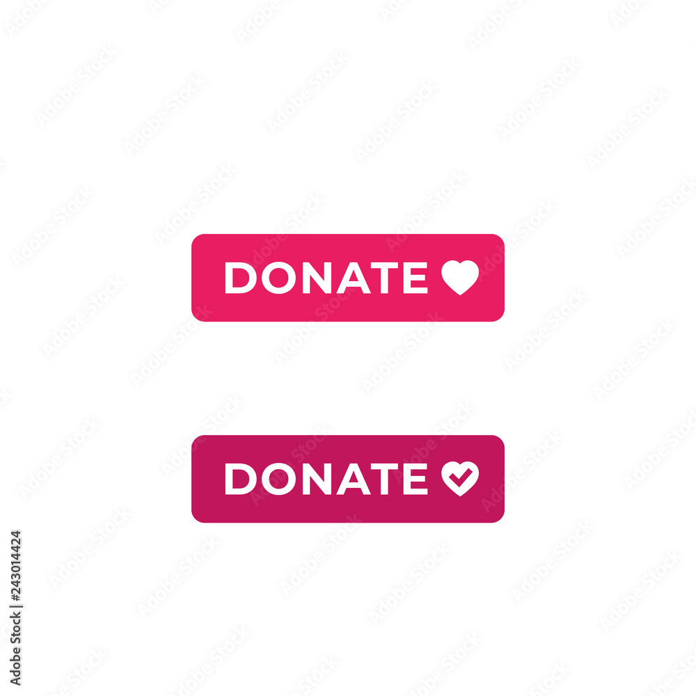 Donate buttons for web and apps, vector flat design Donate buttons for web and apps, vector flat design