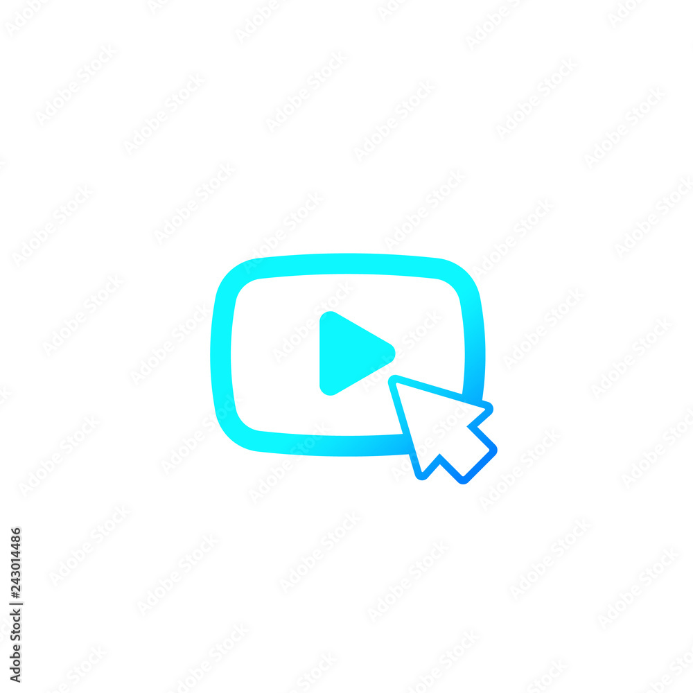 play video icon with cursor, vector logo play video icon with cursor, vector logo