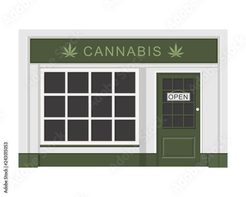 Cannabis store. Marijuana products. Marijuana Legalization. Isolated vector illustration on white background.