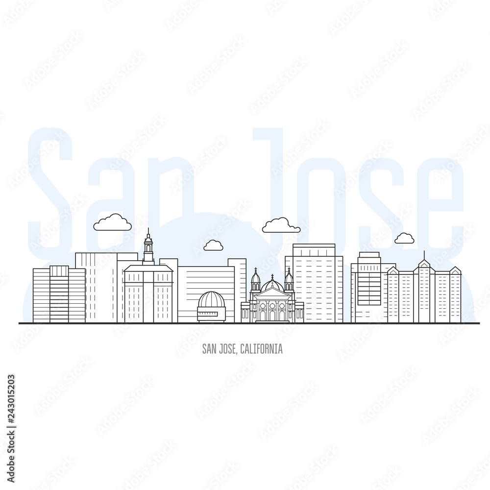 San Jose city skyline - cityscape and landmarks of San Jose, California