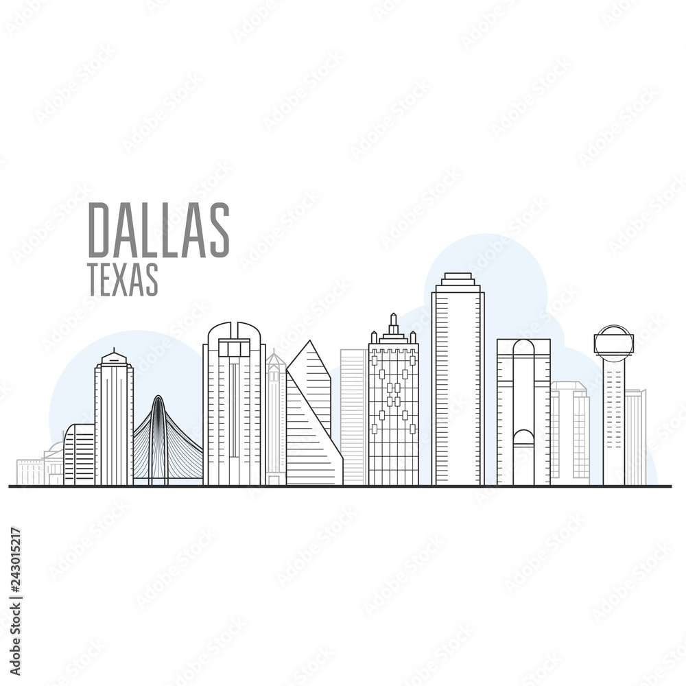 Dallas city skyline - cityscape and landmarks of Dallas, Texas