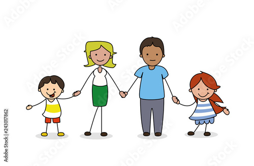 kids in kindergarten,  group of children with female teacher holding hands -