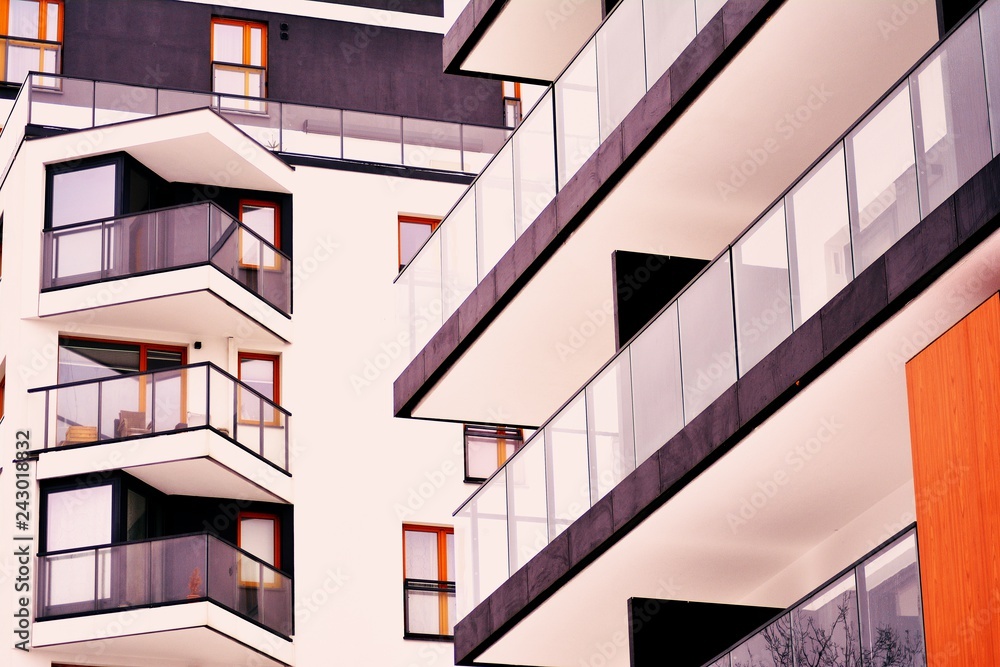 Abstract fragment of contemporary architecture. Residential modern building Abstract fragment of contemporary architecture. Residential modern building