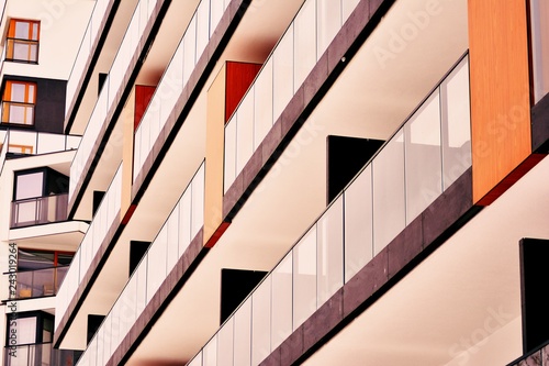 Abstract fragment of contemporary architecture. Residential modern building