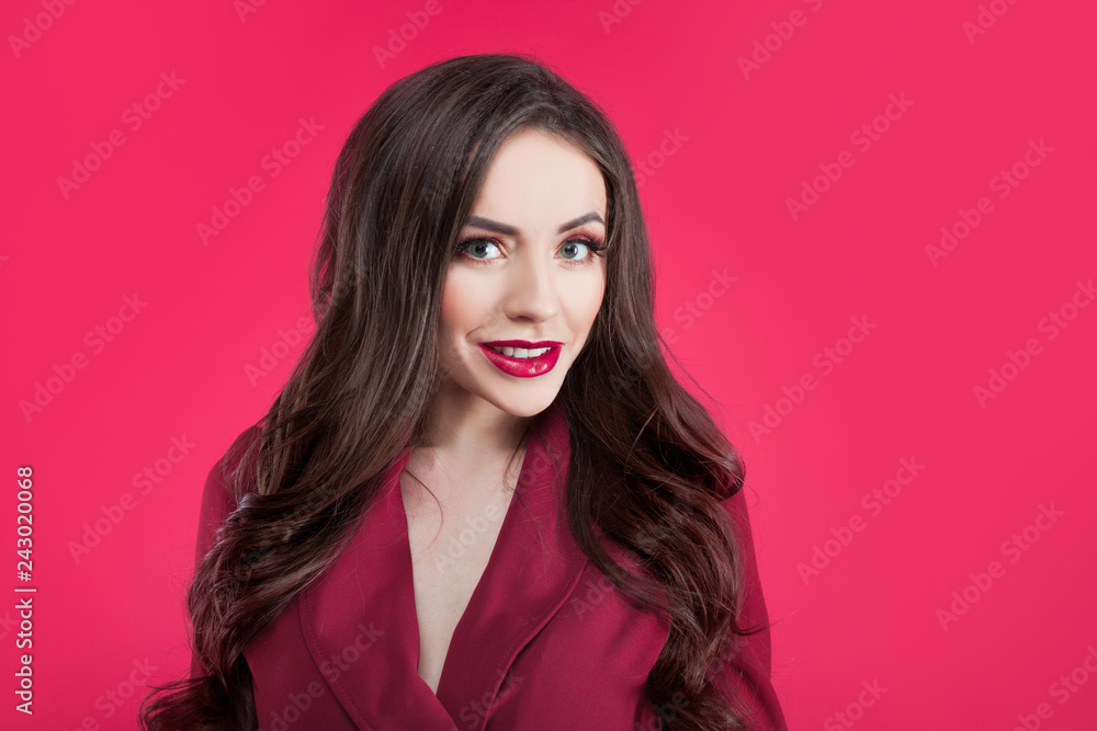 Attractive brunette one tone look. Portrait of stylish attractive young woman Attractive brunette one tone look. Portrait of stylish attractive young woman