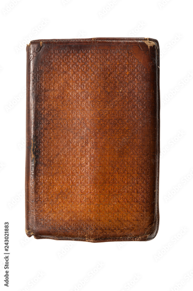 Foto old leather bound book isolated