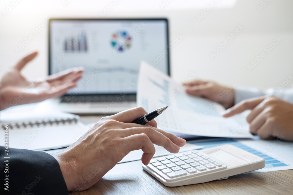 Professional Business colleague team working and analyzing with new project of accounting finance, Idea presentation and meeting strategy plan of financial business investment Professional Business colleague team working and analyzing with new project of accounting finance, Idea presentation and meeting strategy plan of financial business investment