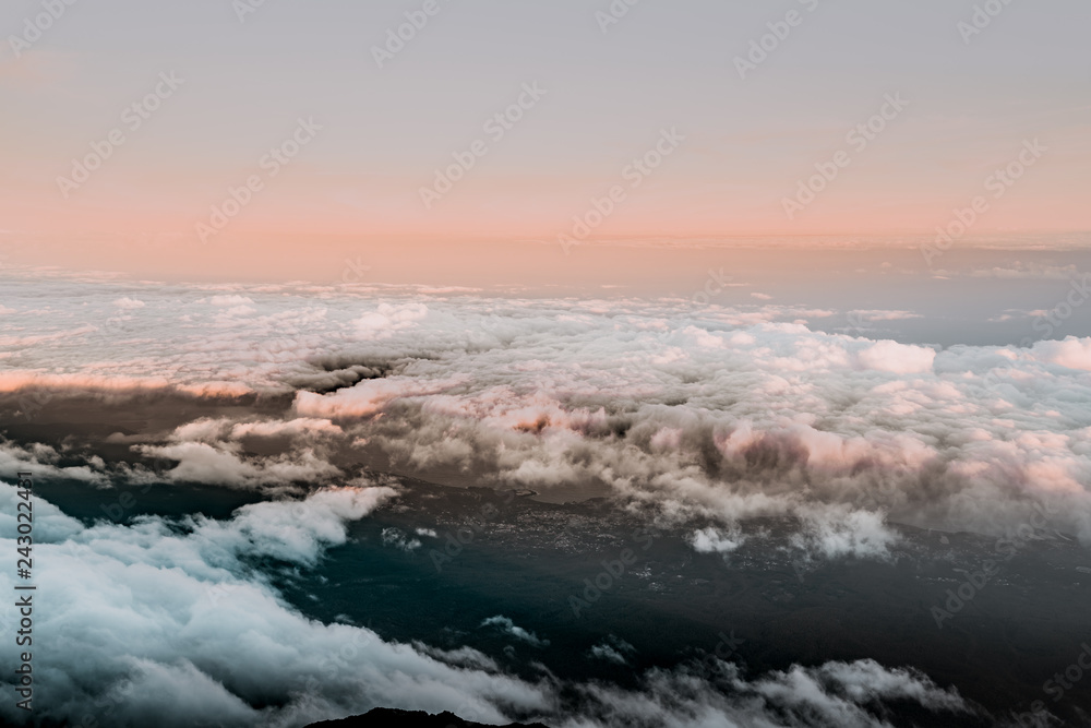 Mediterranean Under the Clouds View Landscape - Volcano Teide, Rocks and Cliffs.