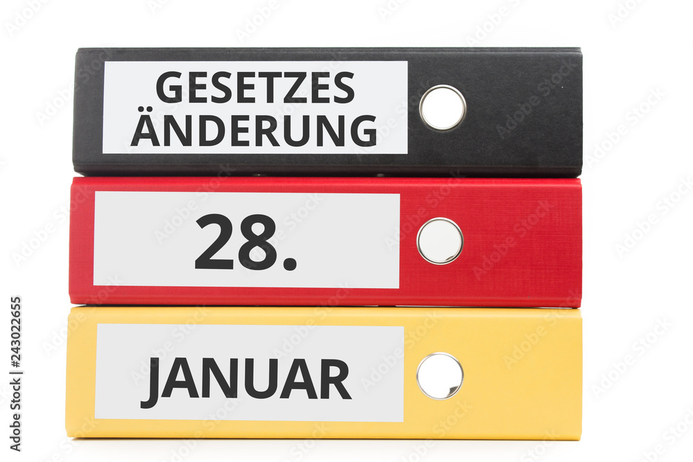 Gesetzesänderung 28. JANUAR Beschriftung auf Ordner Gesetzesänderung 28. JANUAR Beschriftung auf Ordner