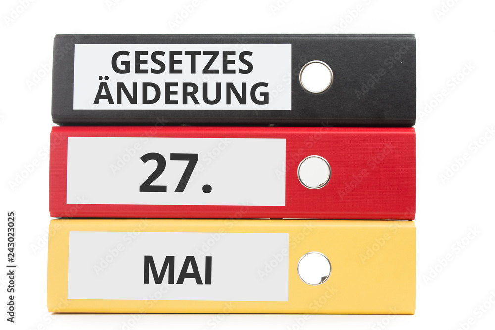 Gesetzesänderung 27. MAI Beschriftung auf Ordner Gesetzesänderung 27. MAI Beschriftung auf Ordner