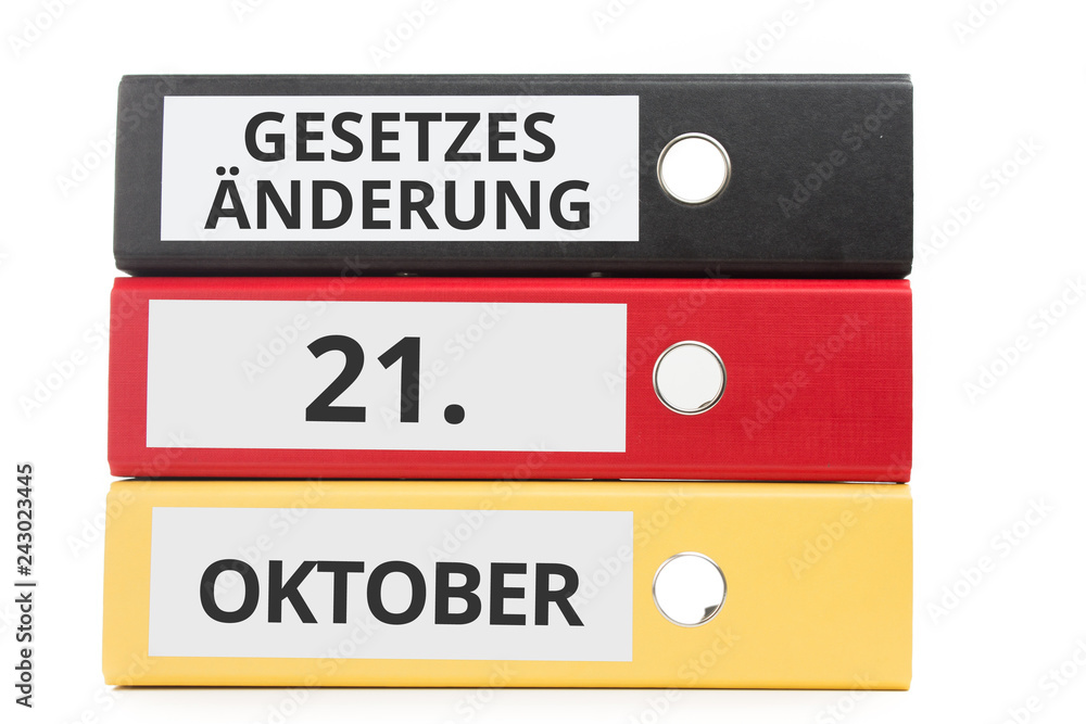 Gesetzesänderung 21. OKTOBER Beschriftung auf Ordner Gesetzesänderung 21. OKTOBER Beschriftung auf Ordner