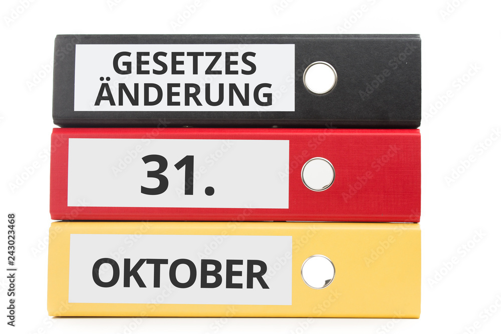 Gesetzesänderung 31. OKTOBER Beschriftung auf Ordner Gesetzesänderung 31. OKTOBER Beschriftung auf Ordner