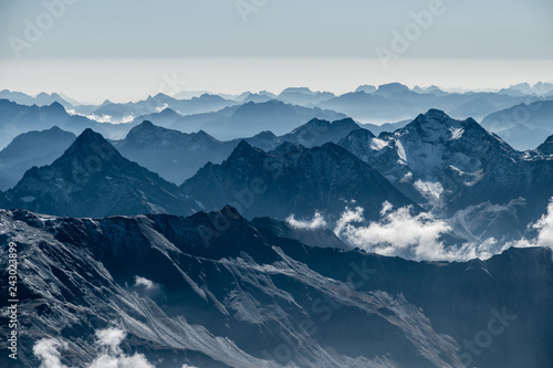Alpine mountain range fog layers, Tauern, Grossglockner, Austria © Jan