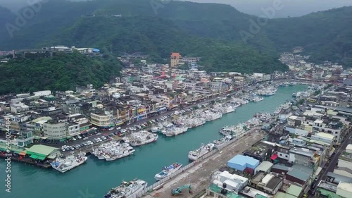 Aerial view of Nanfangao - a Fishery Harbor in Su'ao, Yilan, Taiwan. photo