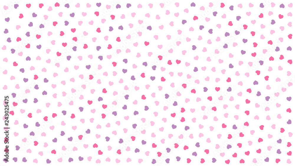 Cute hearts. Background with small hearts. Pattern with small purple pink hearts on white background. Template for greeting card Happy Valentines day, textile design, love concept. Vector illustration Cute hearts. Background with small hearts. Pattern with small purple pink hearts on white background. Template for greeting card Happy Valentines day, textile design, love concept. Vector illustration