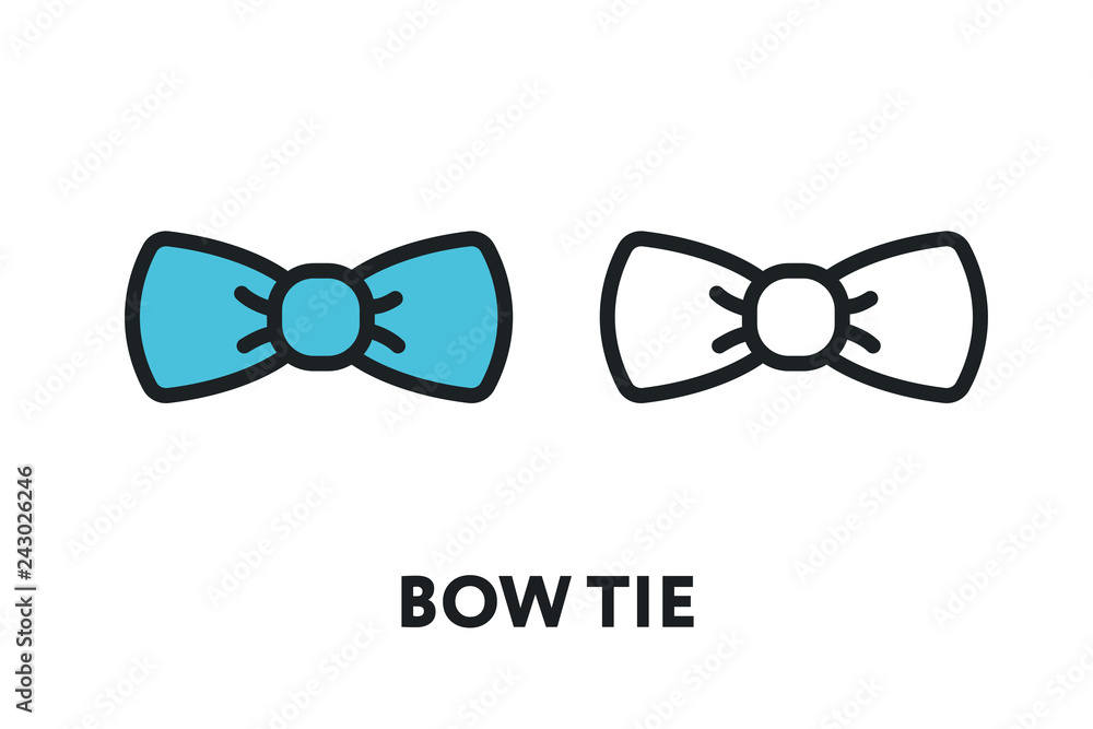 Bow Tie Suit Necktie Style. Vector Flat Line Stroke Icon. Bow Tie Suit Necktie Style. Vector Flat Line Stroke Icon.