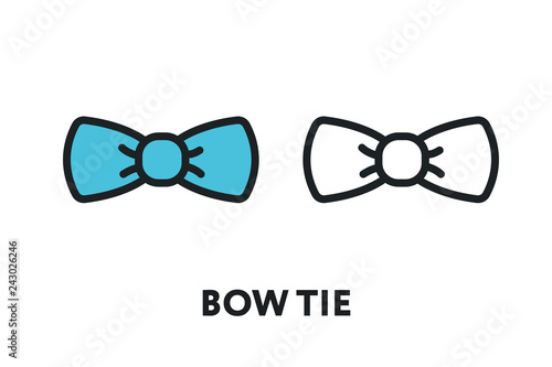 Bow Tie Suit Necktie Style. Vector Flat Line Stroke Icon.