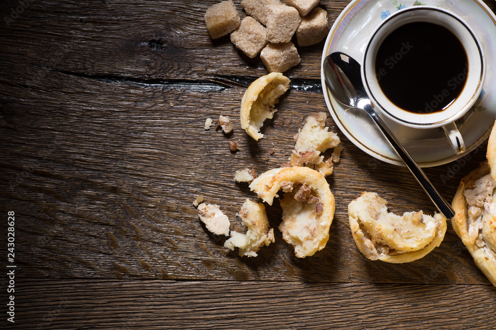 black coffee on a wooden background black coffee on a wooden background