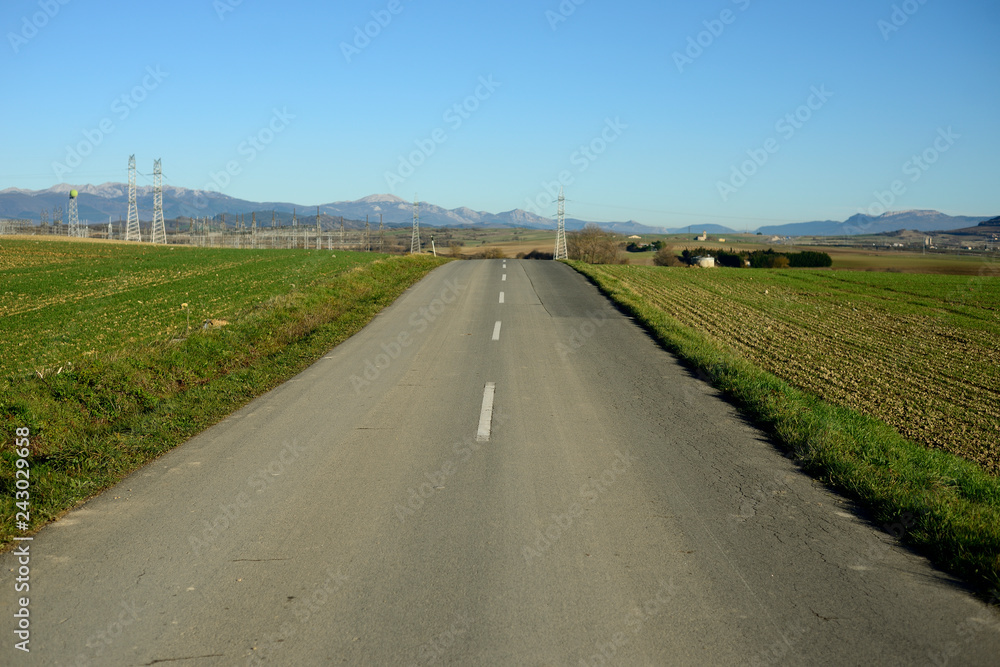 road A-3008 in the province of Alava (the Basque country), lost place between fields of labor