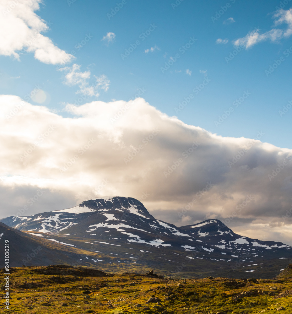Mountains in the distant during the hike of Kungsleden (Kings path) in northern Sweden. 