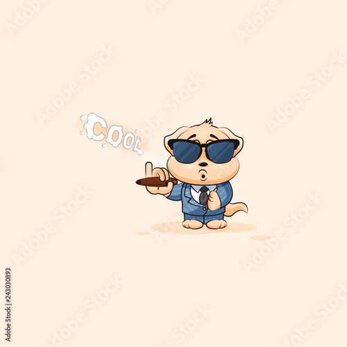 dog cub in business suit sunglasses smoking cigar