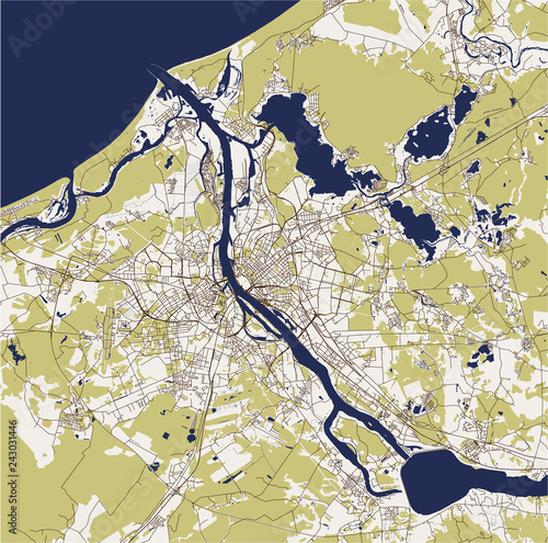 map of the city of Riga, Latvia