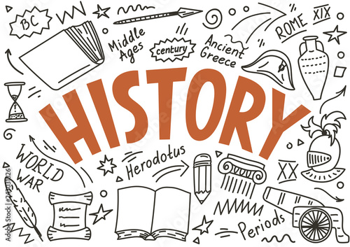 History doodles with lettering. 