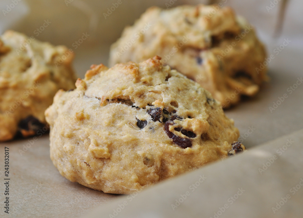 Baked Cherry Banana Scone Close-up Baked Cherry Banana Scone Close-up