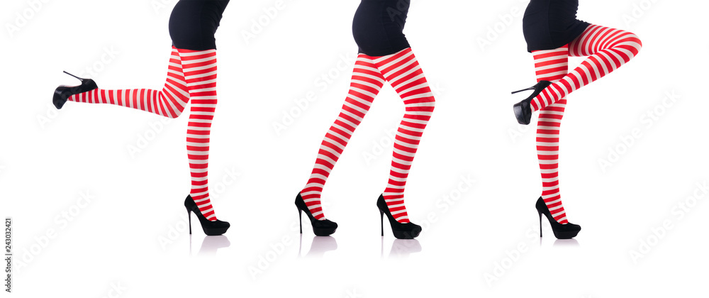 Obraz premium Woman with long legs and stockings