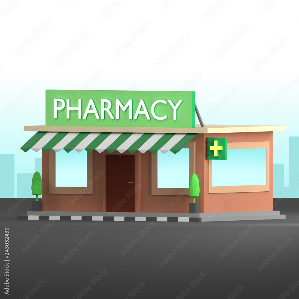 3D simple Pharmacy (3D Render) 3D simple Pharmacy (3D Render)
