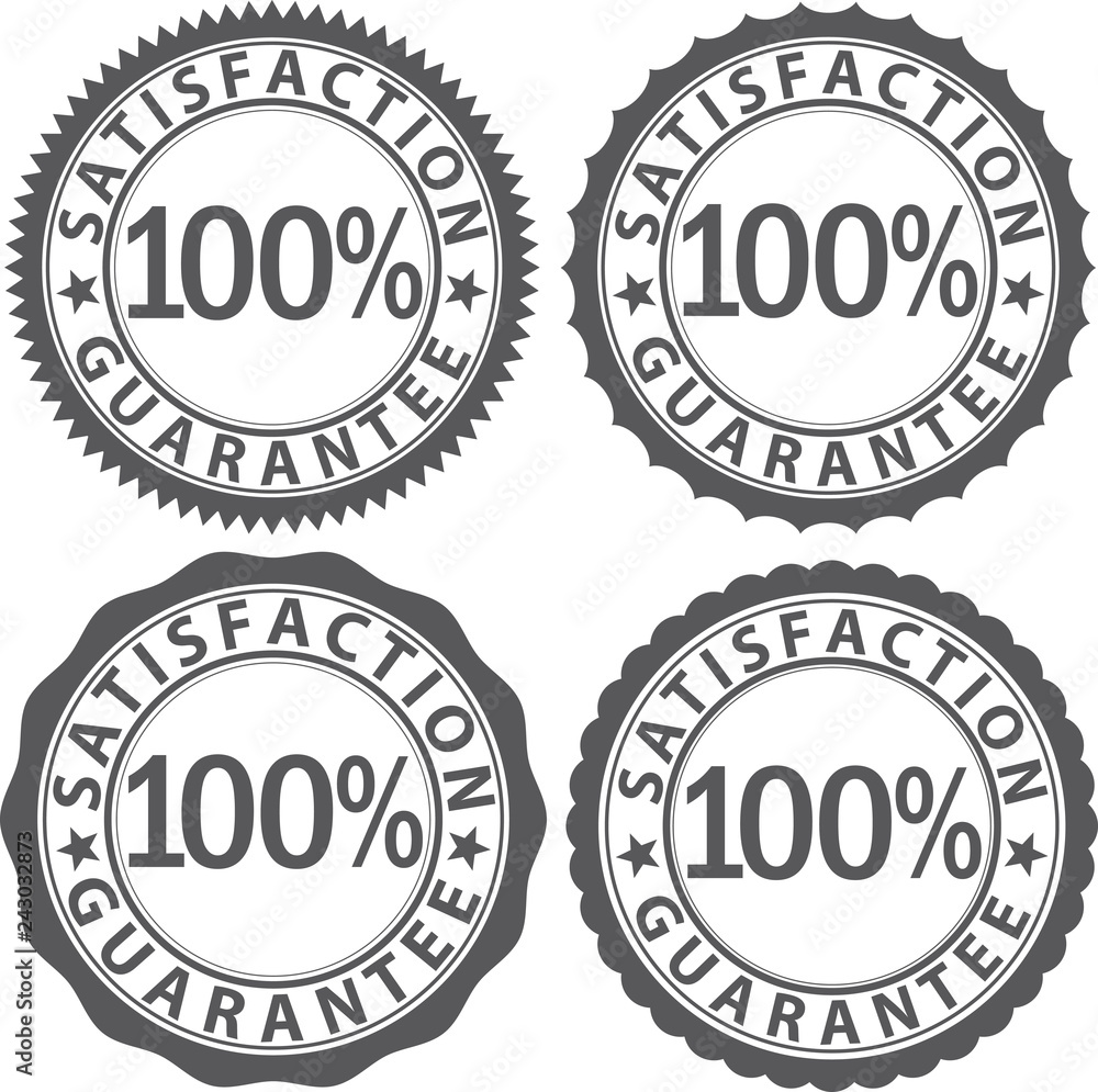 100% satisfaction guarantee  sign set, vector illustration