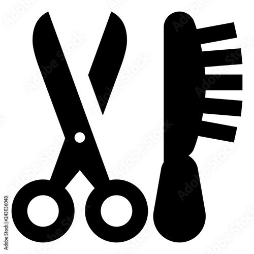 Haircut Hair Brush Scissors Vector Icon