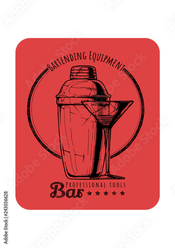 illustration of bartending equipment