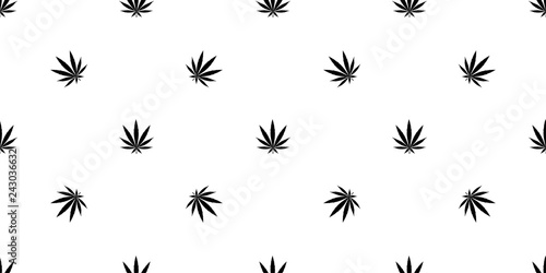 Cannabis seamless pattern. Marijuana floral pattern. Flat leaf of weed cannabis, monochrome black and whit. Marijuana design element seamless for fabric vector illustration.