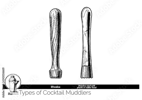 illustration of cocktail muddlers