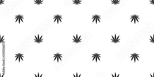 Cannabis seamless pattern. Marijuana floral pattern. Flat leaf of weed cannabis, monochrome black and whit. Marijuana design element seamless for fabric vector illustration.
