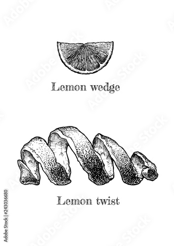 Lemon twist and wedge