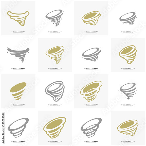 Set of Tornado Logo Design Concept Vector Template. Hurricane Logo Vector Icon