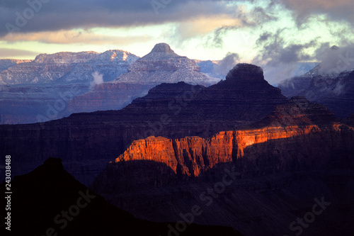 Columbus Point, Grand Canyon National Park at sunset in the winter