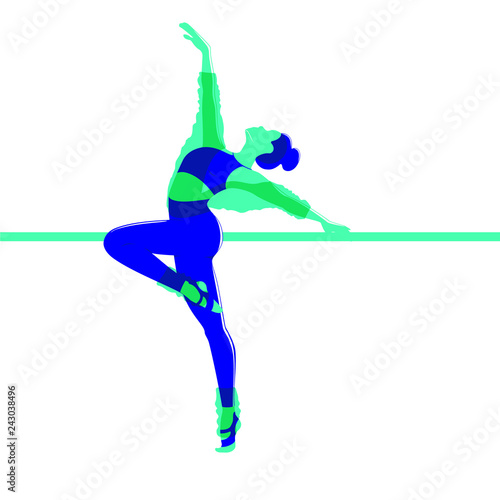 Slim sportive young woman doing fitness and yoga exercises.  Healthy lifestyle. Vector illustration design isolated on white background for t-shirt graphics, icons, posters, print and other uses