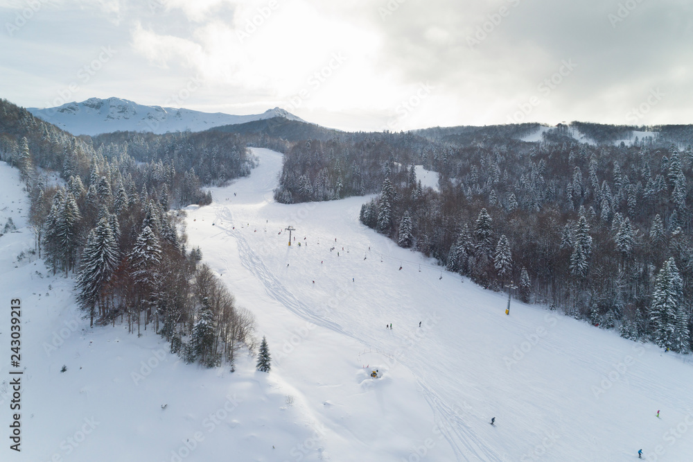 Aerial view of the ski resort in Montenegro