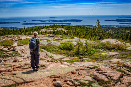 Girl Hiking in Acadia National Park, Maine, USA