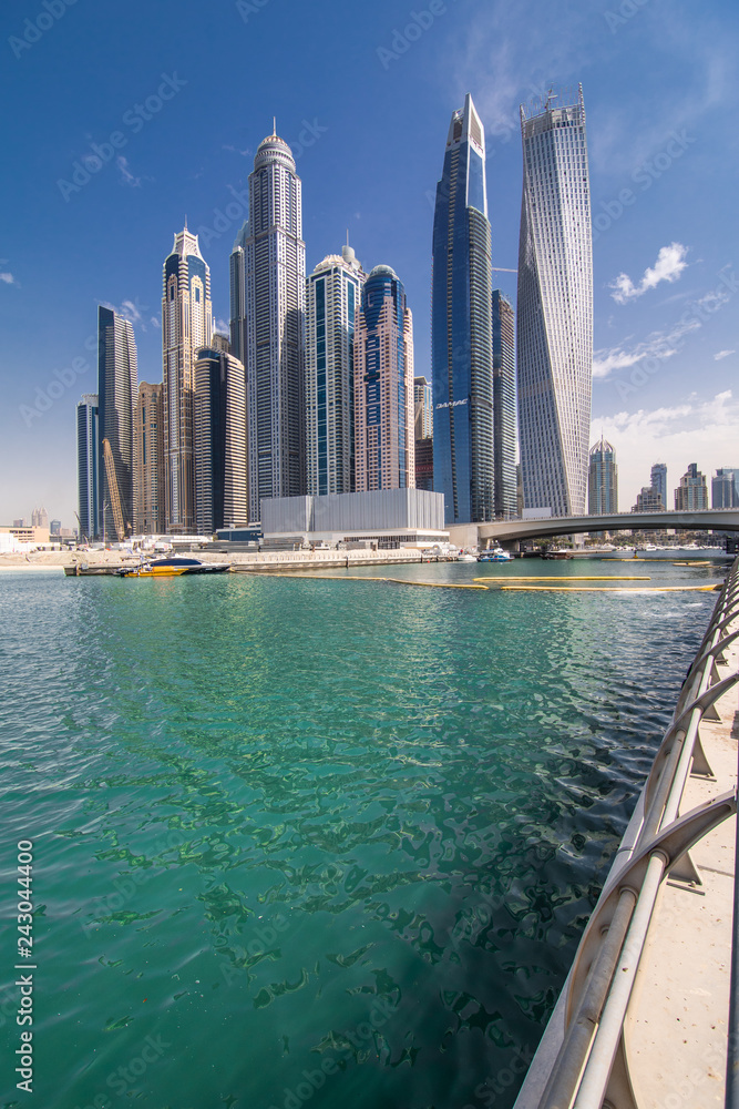 Fototapeta premium Panorama of modern skyscrapers in the center of luxury Dubai city,Dubai,United Arab Emirates
