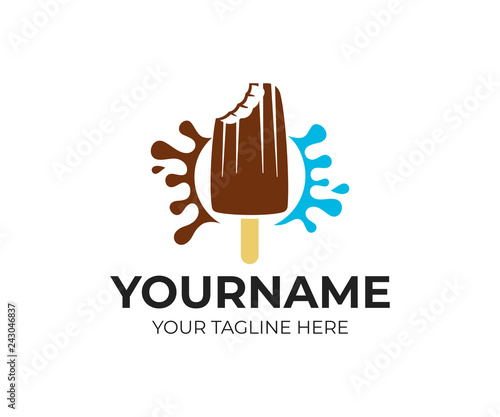 Ice cream, popsicle and sweet food, logo design. Fast food, meal and cafe, vector design and illustration